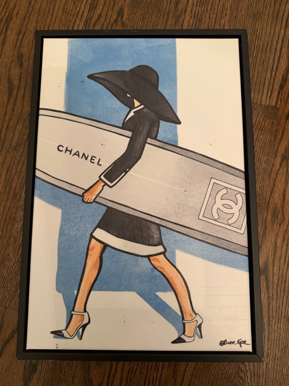 Oliver Gal Chic Surfboard Art in Blue, Black, Cream